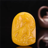 Yellow Dragon Jade Hand Carved Tiger Pendant Zodiac Necklace