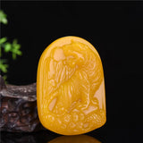 Yellow Dragon Jade Hand Carved Tiger Pendant Zodiac Necklace
