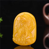 Yellow Dragon Jade Hand Carved Tiger Pendant Zodiac Necklace