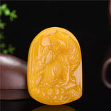 Yellow Dragon Jade Hand Carved Tiger Pendant Zodiac Necklace