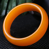 Natural Yellow Dragon Jade Hand Carved Wide Band Bracelet