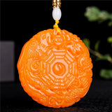 Yellow Dragon Jade Dragon and Phoenix Pendant Necklace