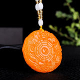 Yellow Dragon Jade Dragon and Phoenix Pendant Necklace