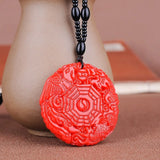 Yellow Dragon Jade Dragon and Phoenix Pendant Necklace