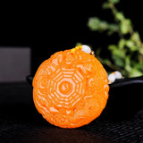 Yellow Dragon Jade Dragon and Phoenix Pendant Necklace