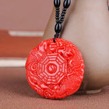 Yellow Dragon Jade Dragon and Phoenix Pendant Necklace