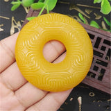 Yellow Dragon Jade Safe Buckle Pendant Auspicious Cloud Necklace