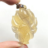 Natural Yellow Fluorite Fox Pendant Jewelry Beauty Gemstone AAAAA