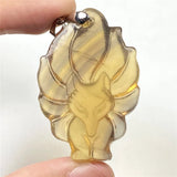 Natural Yellow Fluorite Fox Pendant Jewelry Beauty Gemstone AAAAA