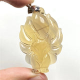 Natural Yellow Fluorite Fox Pendant Jewelry Beauty Gemstone AAAAA
