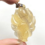 Natural Yellow Fluorite Fox Pendant Jewelry Beauty Gemstone AAAAA