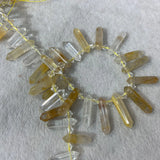 Yellow Gelatinous Quartz Crystal Point Beads 15'' Stick DIY Loose Beads