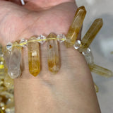 Yellow Gelatinous Quartz Crystal Point Beads 15'' Stick DIY Loose Beads