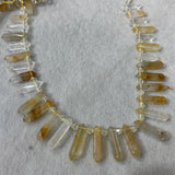 Yellow Gelatinous Quartz Crystal Point Beads 15'' Stick DIY Loose Beads