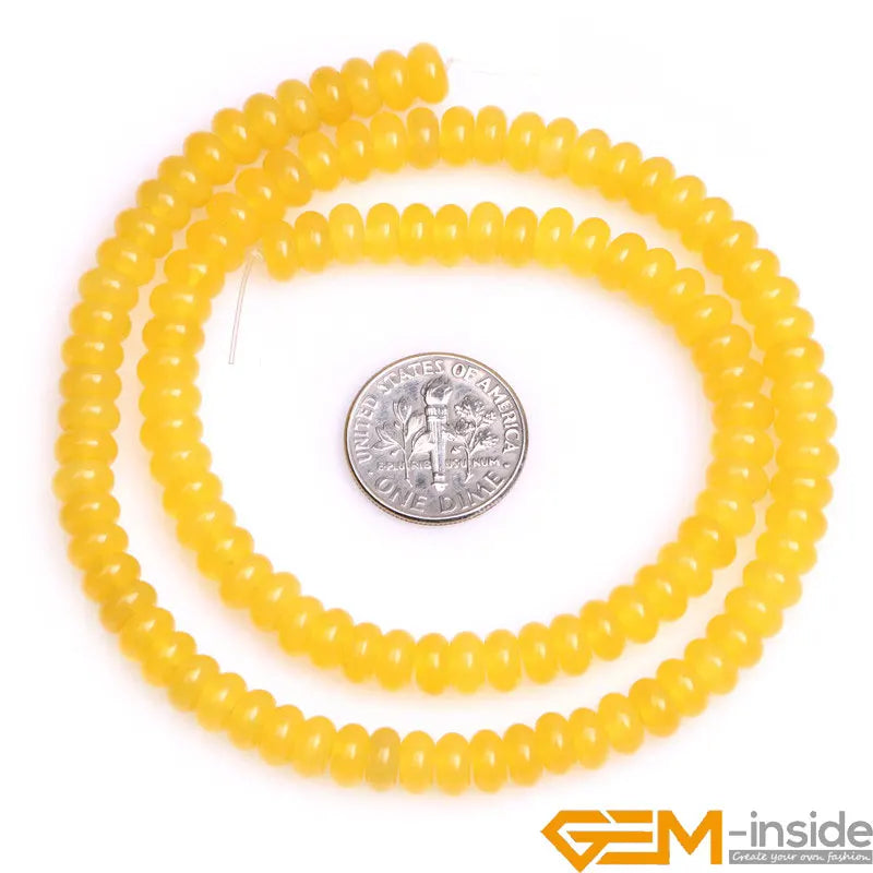 Yellow Green Agates Rondelle Spacer Beads for Jewelry Making 15 inch