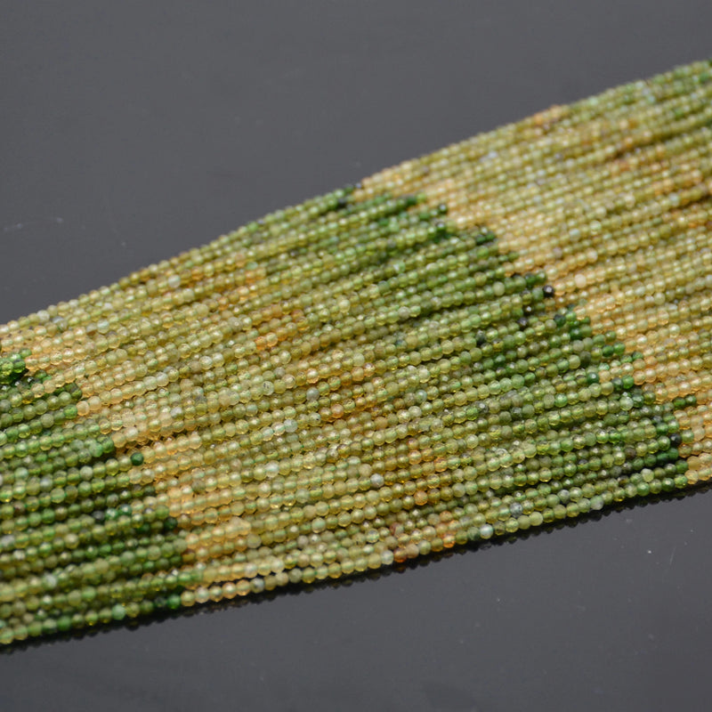 Natural Yellow-Green Clean Tourmaline Faceted Round Beads 2mm