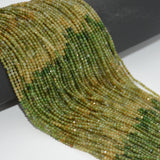 Natural Yellow-Green Clean Tourmaline Faceted Round Beads 2mm