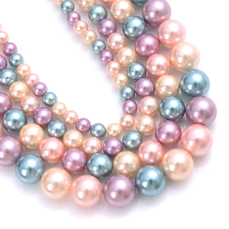 Shell Pearl Round Loose Stone Beads For Jewelry Making Necklace DIY 6-12mm