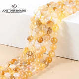 Natural Yellow Gum Flower Quartz Round Spacer Beads 15''