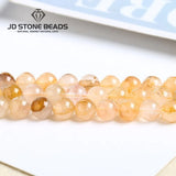 Natural Yellow Gum Flower Quartz Round Spacer Beads 15''