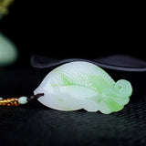 Yellow Hand-carved Carp Jade Pendant Fish Necklace Gift