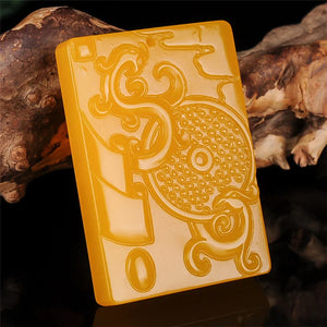 Hand-carved Dragon Phoenix Jade Pendant Necklace Men Women