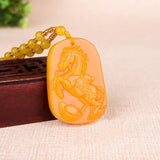 Hand-carved Horse Jade Pendant Men Women Zodiac Horse Necklace