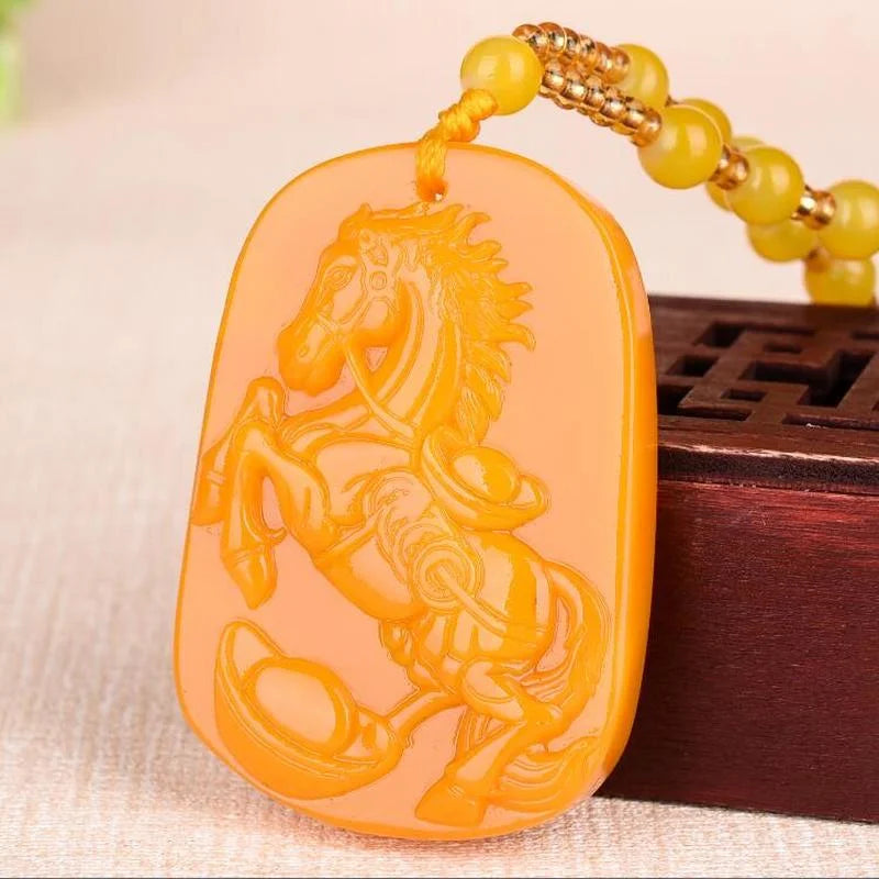Hand-carved Horse Jade Pendant Men Women Zodiac Horse Necklace