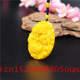 Yellow Hetian Jade Dragon Pendant Necklace Chinese Jadeite Jewelry