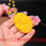 Yellow Hetian Jade Dragon Pendant Necklace Chinese Jadeite Jewelry