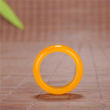 Natural Yellow Jade Ring Chinese Jadeite Hand-Carved Charm Jewellery