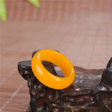 Natural Yellow Jade Ring Chinese Jadeite Hand-Carved Charm Jewellery