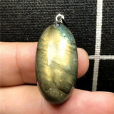 Labradorite Necklace Pendant Natural Yellow Light Crystal Silver Moonstone Beads