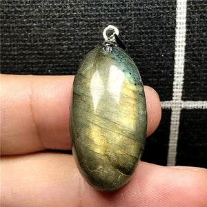 Labradorite Necklace Pendant Natural Yellow Light Crystal Silver Moonstone Beads