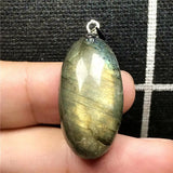 Labradorite Necklace Pendant Natural Yellow Light Crystal Silver Moonstone Beads