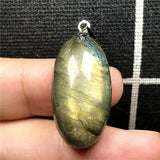 Labradorite Necklace Pendant Natural Yellow Light Crystal Silver Moonstone Beads