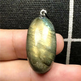 Labradorite Necklace Pendant Natural Yellow Light Crystal Silver Moonstone Beads