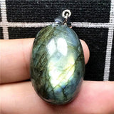 Yellow Light Labradorite Necklace Pendant Crystal 29x20x13mm
