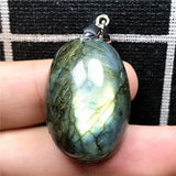 Yellow Light Labradorite Necklace Pendant Crystal 29x20x13mm