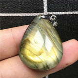 Labradorite Necklace Pendant Yellow Light Crystal Moonstone Beads