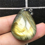 Labradorite Necklace Pendant Yellow Light Crystal Moonstone Beads