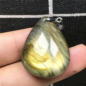 Labradorite Necklace Pendant Yellow Light Crystal Moonstone Beads