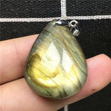 Labradorite Necklace Pendant Yellow Light Crystal Moonstone Beads