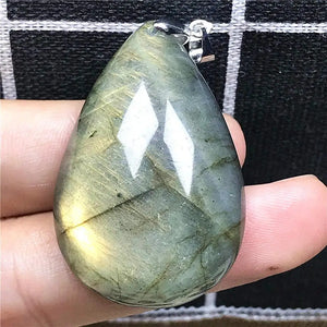 Labradorite Pendant Jewelry Natural Healing Crystal Silver Moonstone Gemstone