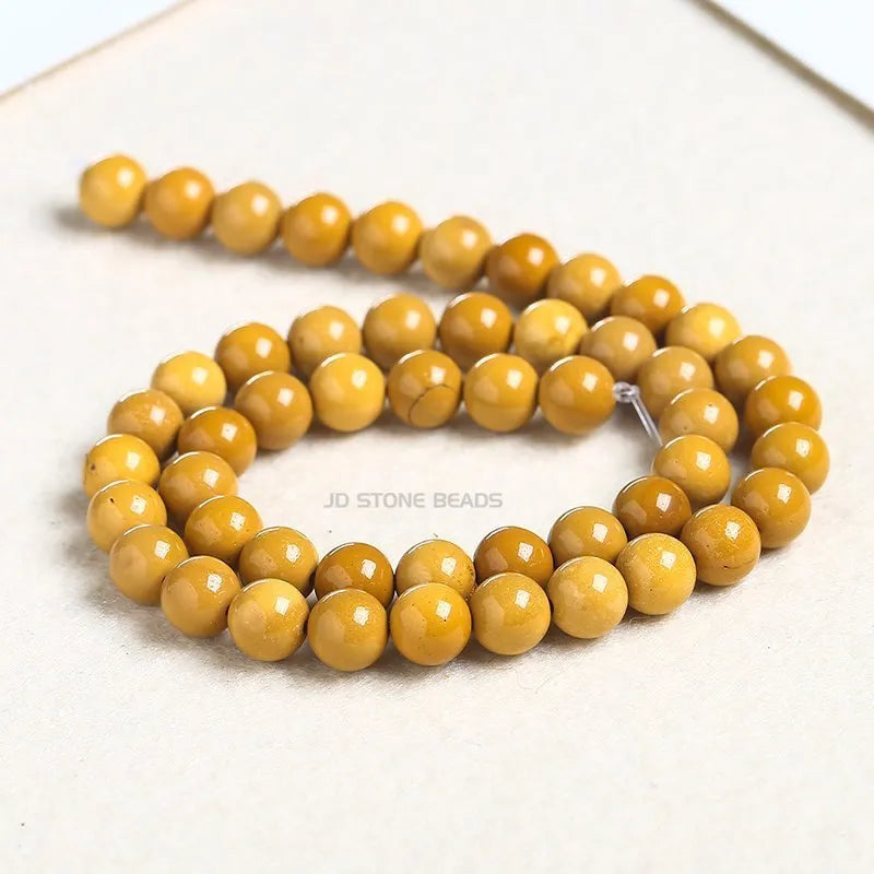 Yellow Mookiate Stone Beads 6-10mm Round Loose Spacer Beads for DIY Bracelet