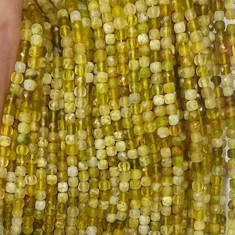 Yellow Opal Faceted Cube Beads for Jewelry Making
