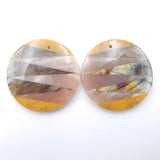 Yellow Opal Labradorite Round Gemstone Earrings Pair