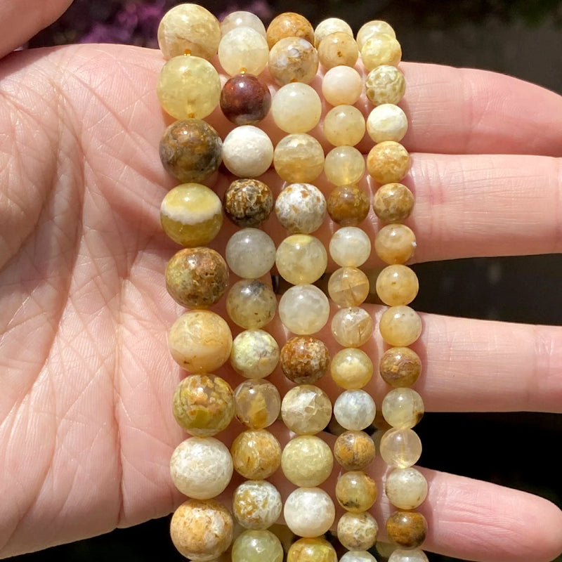Yellow Opals Stone Round Beads for Jewelry Making 6/8/10/12mm DIY Bracelet