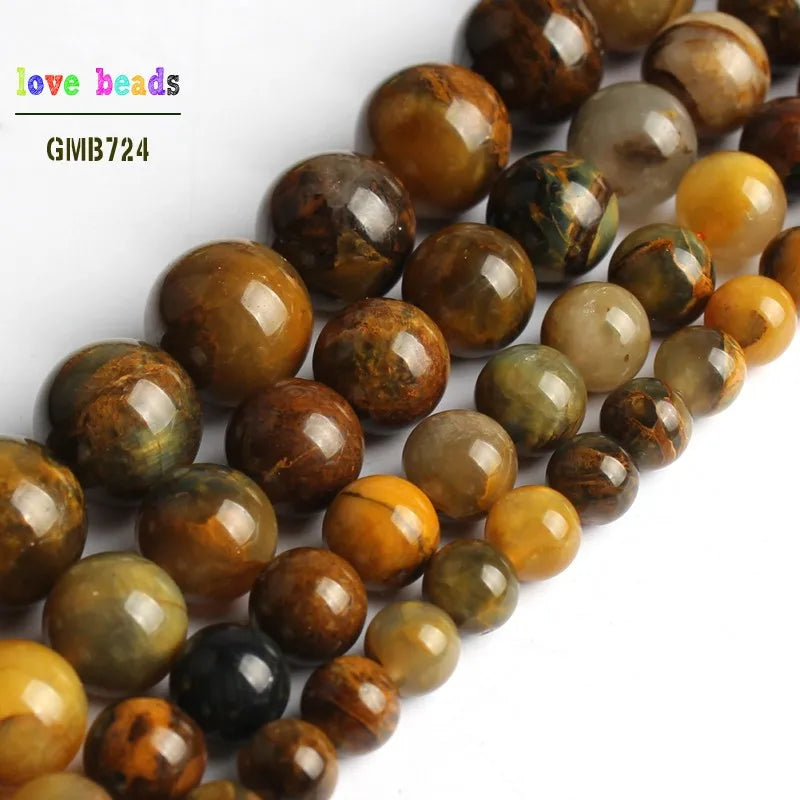 Yellow Pietersite Gems Stone Round Loose Beads 15inche Strand