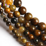 Yellow Pietersite Gems Stone Round Loose Beads 15inche Strand
